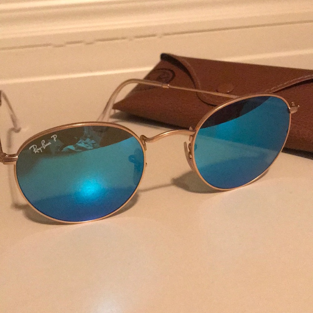 Ray-Ban Round Flash polarized authentic blue